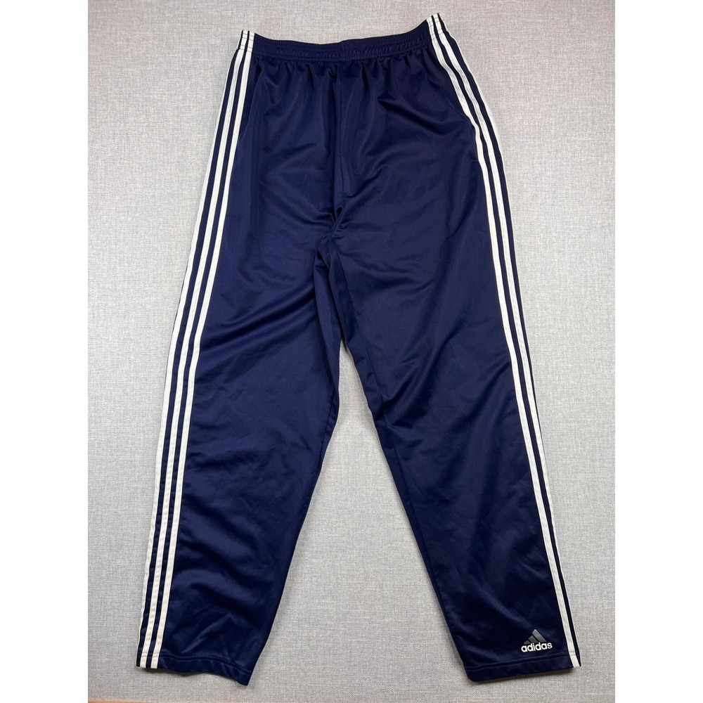 VTG 90s adidas Full Snap Tearaway Track Pants Men Large x 32 Navy‎ 3 Stripe USA